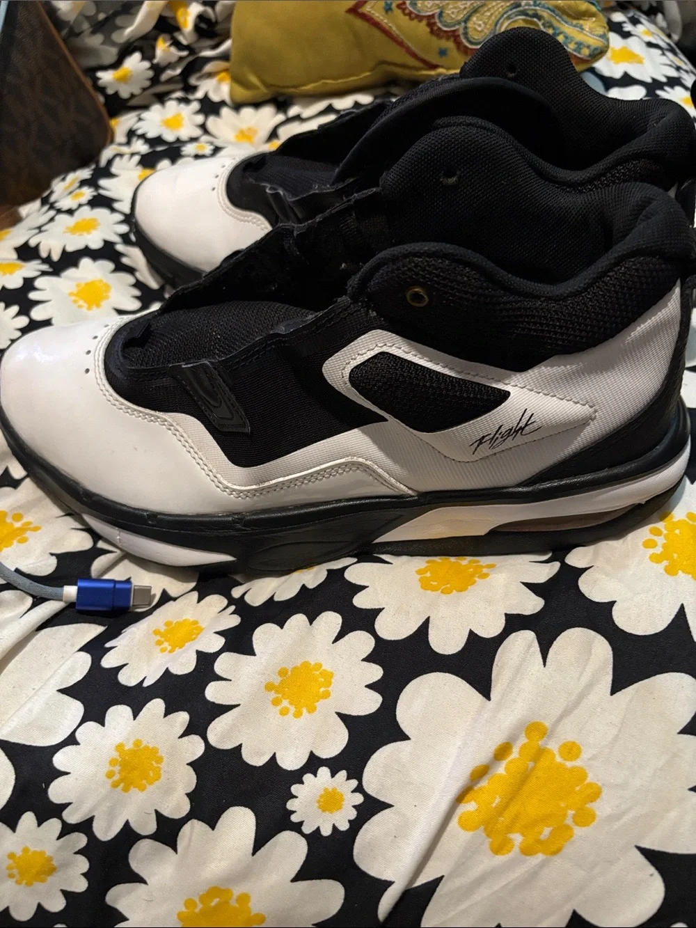 Jordan  Black, White & Gold High-Top Sneakers